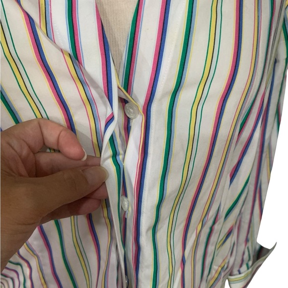 Vintage no-iron colorful striped button down Taylor Investments size 14 - Picture 2 of 6